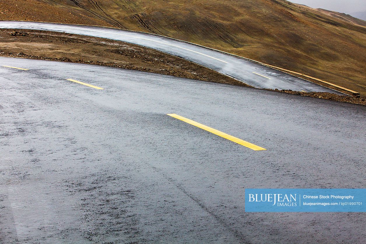 Mountain road in Tibet, China