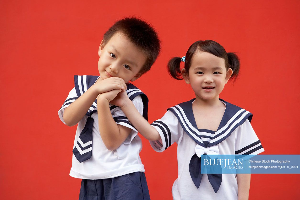 Chinese children in their school uniforms