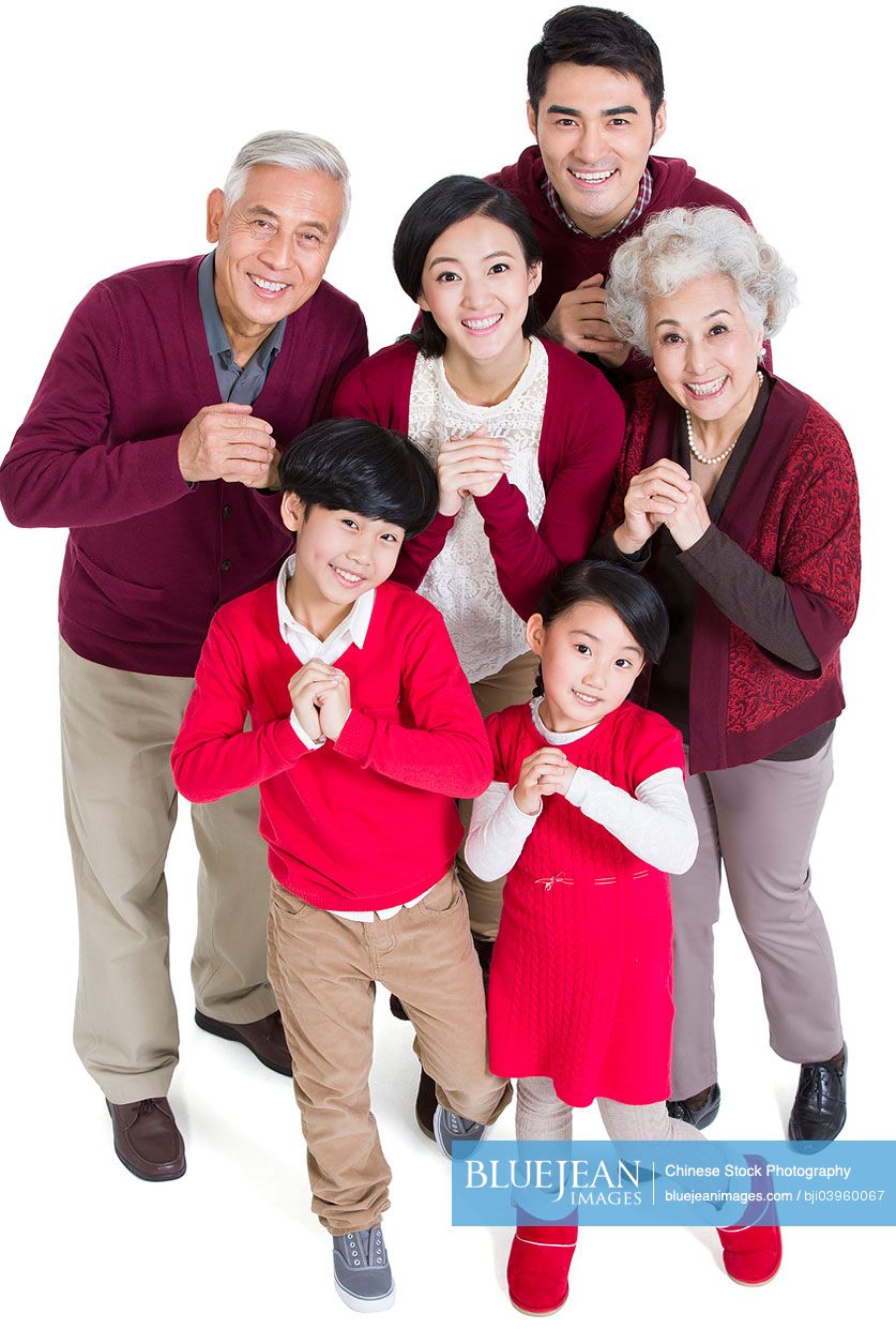 Big Chinese family greeting for Chinese New Year